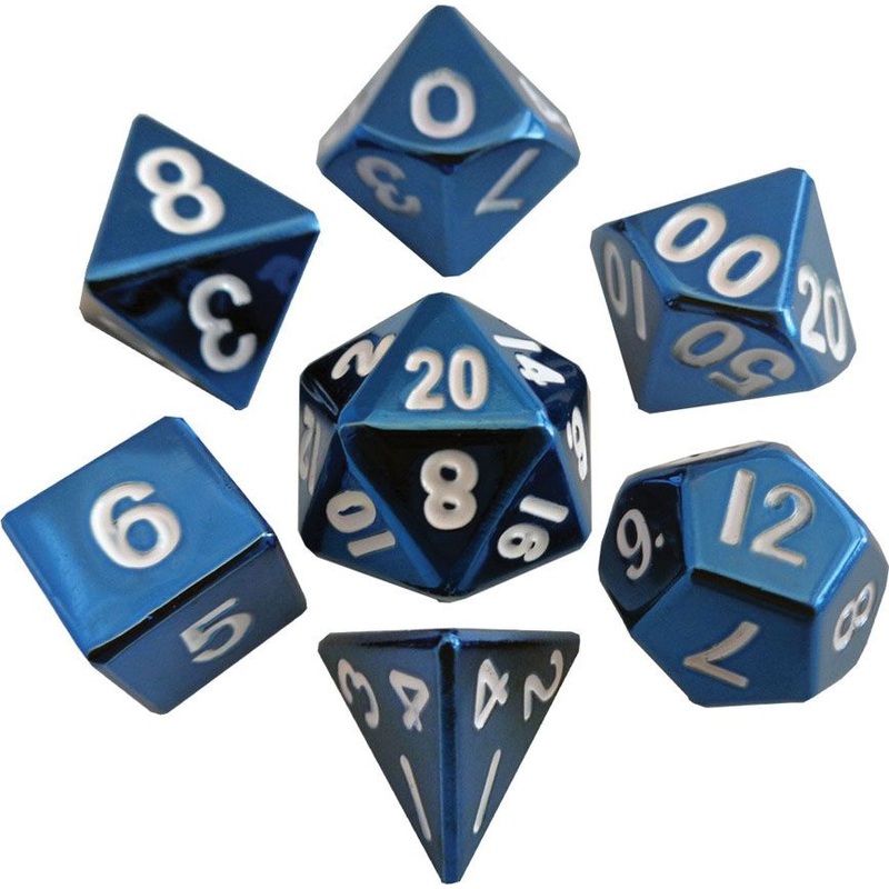 16mm Metal Poly Dice Set - Blue