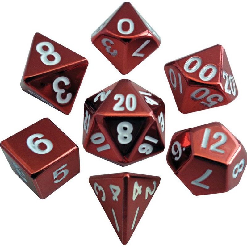 16mm Metal Poly Dice Set - Red