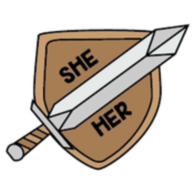Sword & Shield Pronoun Pins: She/Her
