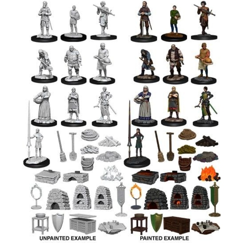 WizKids Deep Cuts Unpainted Miniatures: Townspeople Castle 2 (90121)