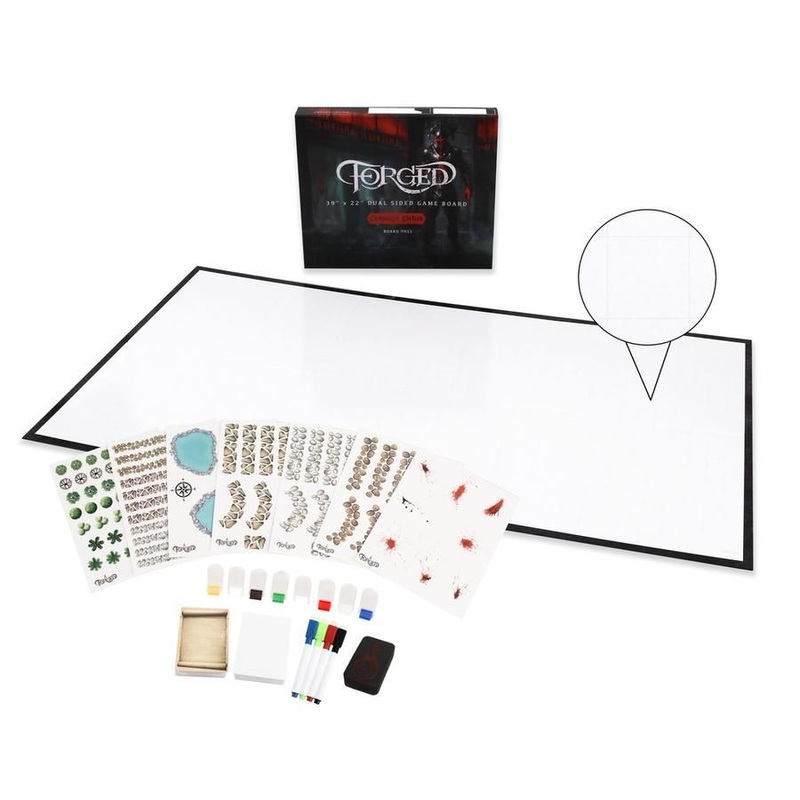 White Deluxe Campaign Edition 39" x 22" Dry Erase Battle Board with Grid and Hex Map Pattern