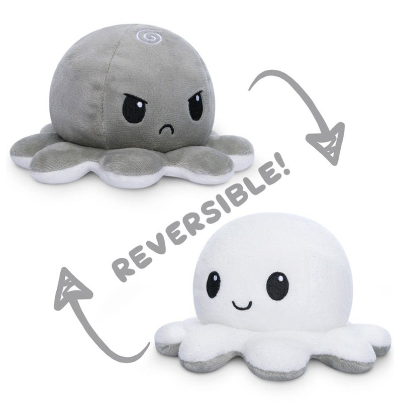 Reversible Octopus Plush White & Gray