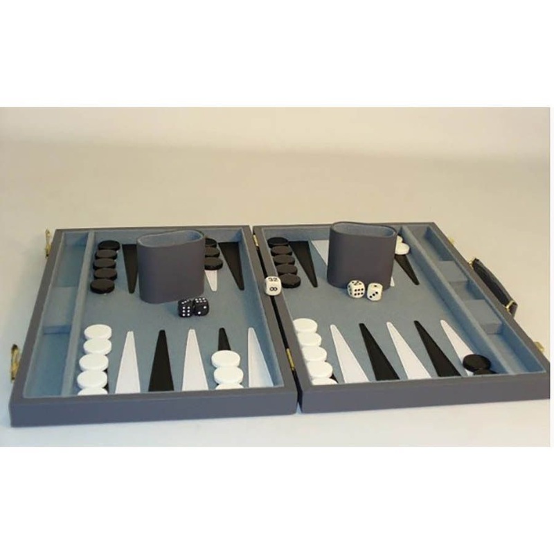 Backgammon Set: Gray Vinyl 18in