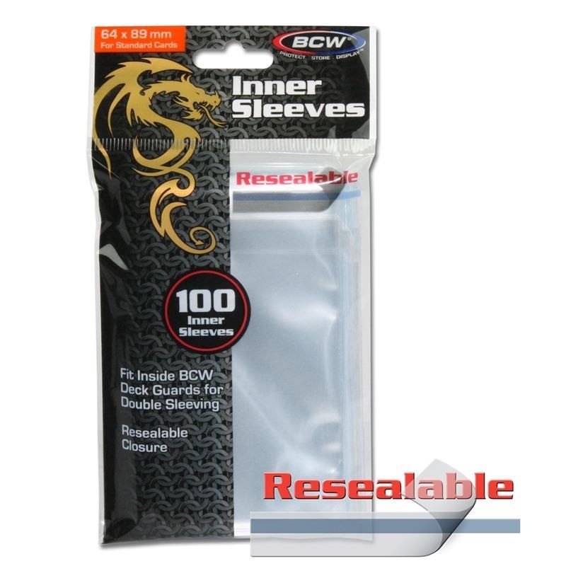 BCW Standard Card Game Sleeves 100ct Resealable Inner Sleeves