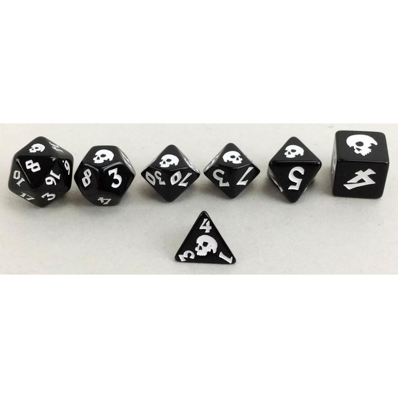 Black Oak Workshop The Great Black Death Black/White 7 Polyhedral Set