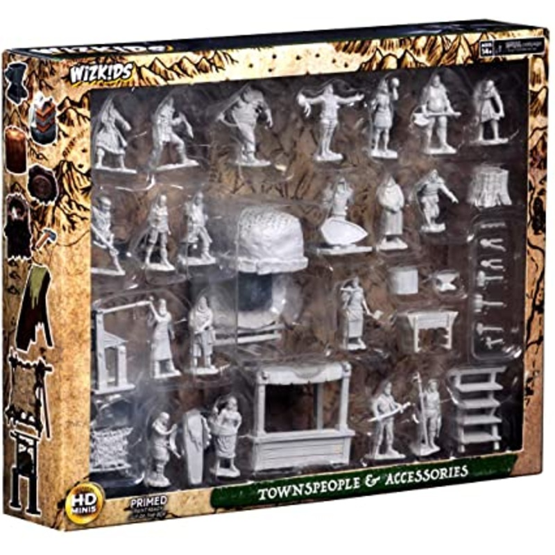 WizKids Deep Cuts Unpainted Miniatures: Townspeople & Accessories