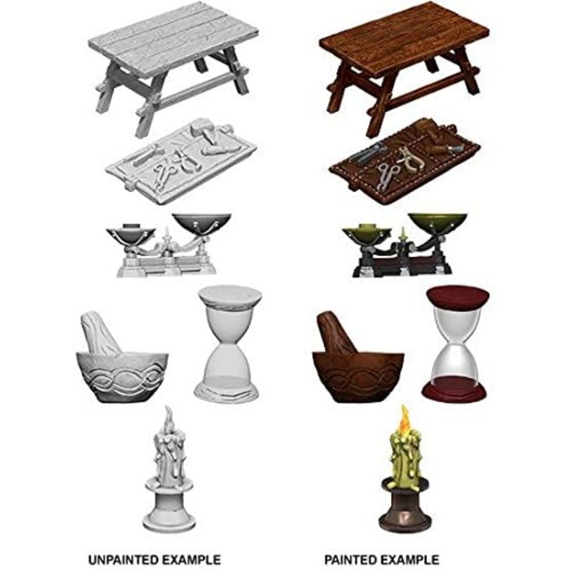 WizKids Deep Cuts Unpainted Miniatures: Workbench & Tools