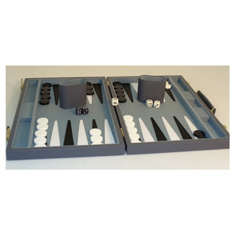 Backgammon Set: 15" with Grey Vinyl Lining